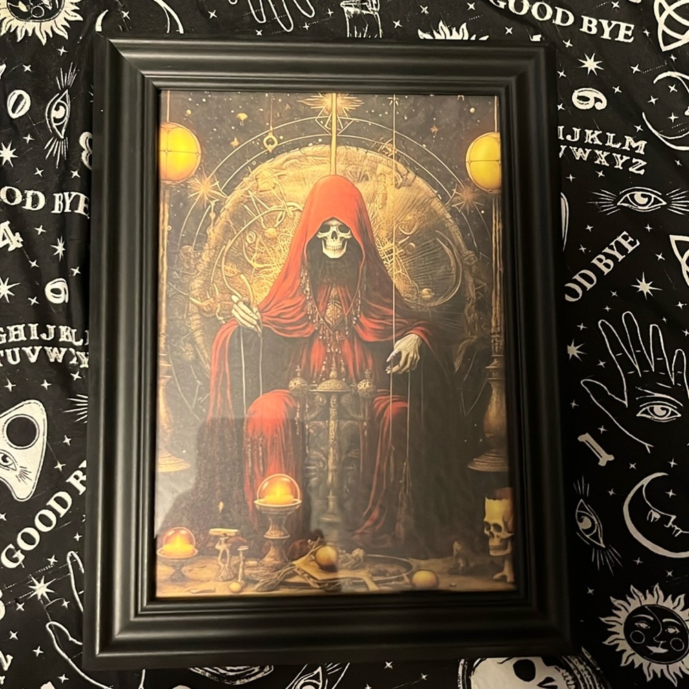 Grim Reaper Death Halloween 5x7 Framed Picture Goth Horror Spooky Creepy